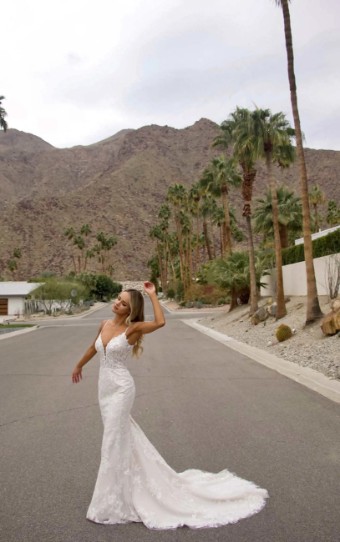 Stella York Susanna 7469IQBU #5 (IVIV-PL) Ivory Lace & Tulle ov Ivory Gown w Porcelain Tulle Plunge thumbnail