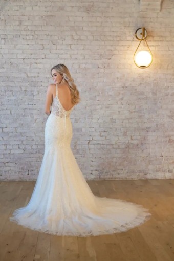 Stella York Siera 7479 #3 (IVBC-PL) Ivory Lace & Tulle ov Biscotti Gown w Porcelain Tulle Plunge thumbnail