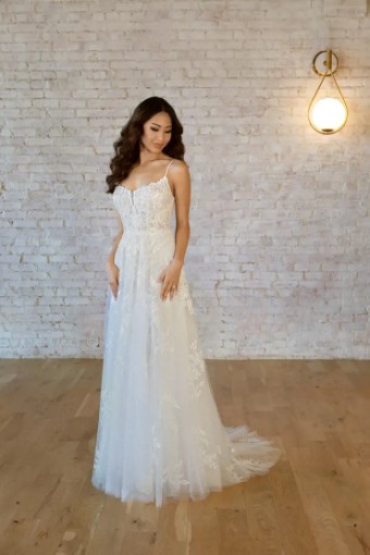 Stella York Sakura 7447 #1 (IVIV-PL) Ivory Lace & Tulle ov Ivory Gown w Porcelain Tulle Plunge thumbnail
