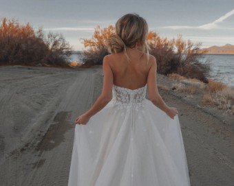 Stella York Sable 7560CR #6 (IV-BC) Ivory Lace and Tulle over Biscotti Gown thumbnail