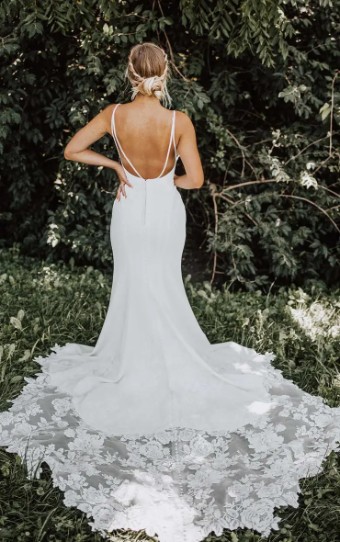 Essense Foxglove D3112 #2 (IV-PL) Ivory Gown with Porcelain Tulle Plunge thumbnail