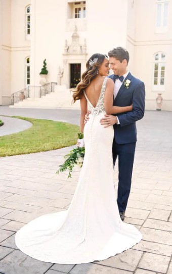 Stella York Samantha 6928 #1 (IV-PL) Ivory Gown with Porcelain Tulle Plunge thumbnail