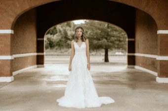 Essense Allysum D3654 #1 (IV-BC) Ivory Lace and Tulle over Biscotti Gown thumbnail