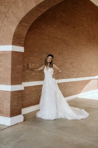 Essense Allysum D3654 #3 (IV-BC) Ivory Lace and Tulle over Biscotti Gown thumbnail