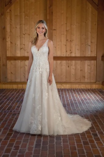 Essense Allysum D3654 #4 (IV-BC) Ivory Lace and Tulle over Biscotti Gown thumbnail