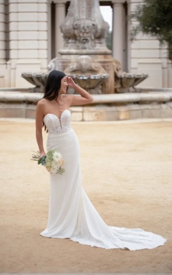 Stella York Shantel 7597 #0 default (PI-PL) Pure Ivory Gown w Porcelain Tulle Plunge thumbnail