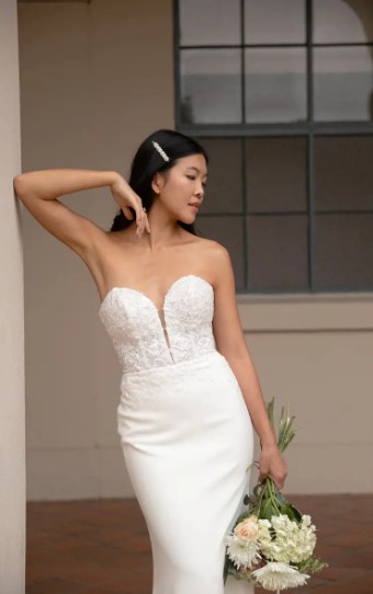 Stella York Shantel 7597 #1 (PI-PL) Pure Ivory Gown w Porcelain Tulle Plunge thumbnail