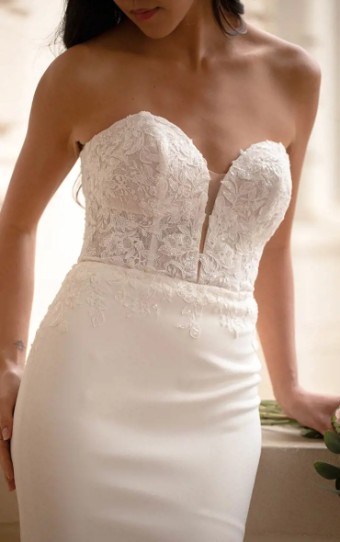 Stella York Shantel 7597 #2 (PI-PL) Pure Ivory Gown w Porcelain Tulle Plunge thumbnail