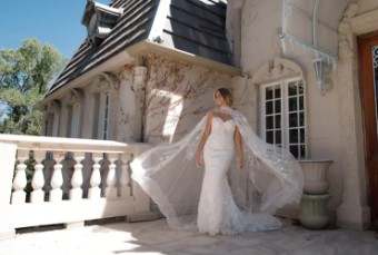 Martina Liana Chelsea Dress & Cape 1458 #4 Ivory thumbnail