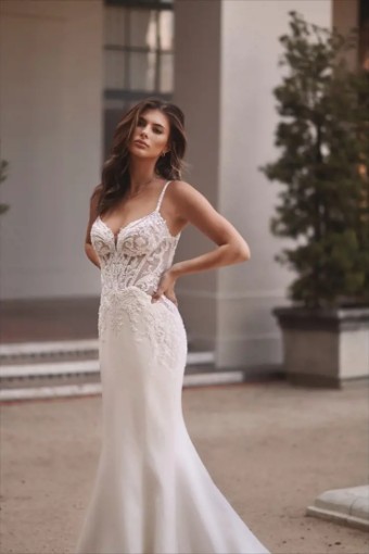 Martina Liana Kansas without sleeves 14061 #0 default (IV-PL) Ivory Gown w Porcelain Tulle Illusion thumbnail