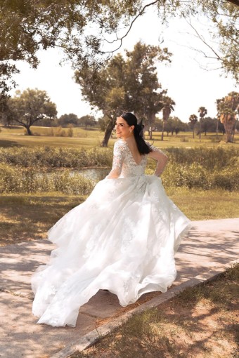 Essense Carnation (without sleeves) D3358CQ #3 (IV-AL) Ivory Lace Tulle and Regency Organza over Almond Gown thumbnail