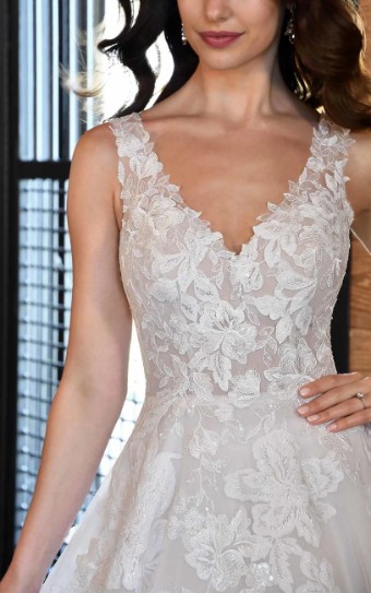 Essense Carnation (without sleeves) D3358CQ #4 (IV-AL) Ivory Lace Tulle and Regency Organza over Almond Gown thumbnail