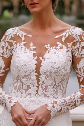 Essense Allium D3379 #2 default (IV-PL) Ivory Gown w Porcelain Tulle Illusion thumbnail