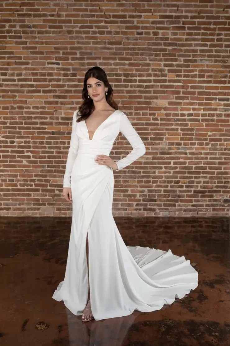 Long sleeve fitted on sale gown