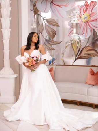 Essense Begonia Dress  Only - SLEEVES NOT INCLUDED BUT CAN BE BOUGHT SEPARATELY ASL0026 D3822 #0 default (IV-PL) Ivory Gown w Porcelain Tulle Plunge thumbnail
