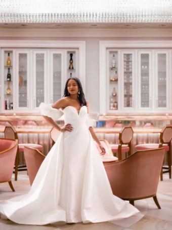 Essense Begonia Dress  Only - SLEEVES NOT INCLUDED BUT CAN BE BOUGHT SEPARATELY ASL0026 D3822 #2 (IV-PL) Ivory Gown w Porcelain Tulle Plunge thumbnail