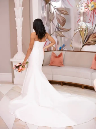 Essense Begonia Dress  Only - SLEEVES NOT INCLUDED BUT CAN BE BOUGHT SEPARATELY ASL0026 D3822 #7 (IV-PL) Ivory Gown w Porcelain Tulle Plunge thumbnail