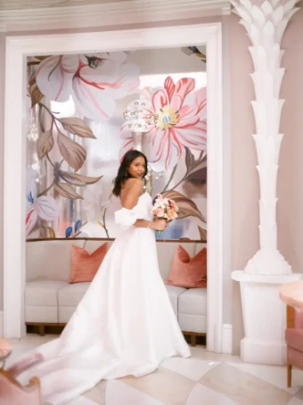 Essense Begonia Dress  Only - SLEEVES NOT INCLUDED BUT CAN BE BOUGHT SEPARATELY ASL0026 D3822 #9 (IV-PL) Ivory Gown w Porcelain Tulle Plunge thumbnail