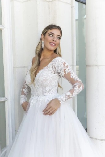 Stella York Sadie Long Sleeves 7725 #2 (IV-IV) Ivory Lace and Tulle over Ivory Gown thumbnail