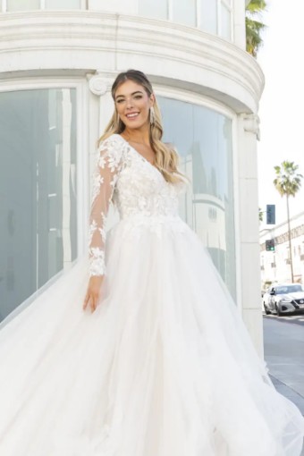 Stella York Sadie Long Sleeves 7725 #0 default (IV-IV) Ivory Lace and Tulle over Ivory Gown thumbnail