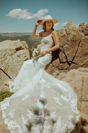 Essense Jasmine D3407 #0 default (IVRM-PL) Ivory Lace & Tulle over Rum Gown w Porcelain Tulle Illusion thumbnail