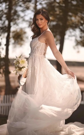 Martina Liana Palma 1490IZ #4 (IVIV-PL) Ivory Lace & Tulle over Ivory Gown w Porcelain Tulle Plunge thumbnail