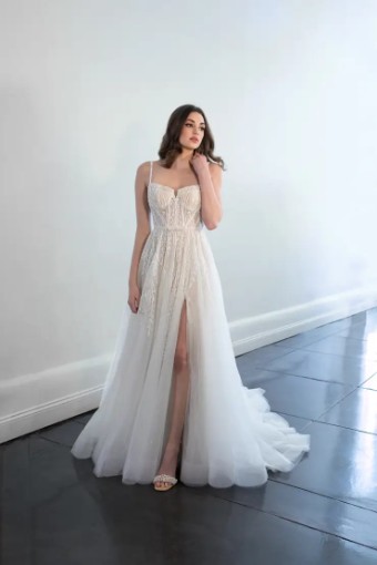 Martina Liana Palma 1490IZ #5 (IVIV-PL) Ivory Lace & Tulle over Ivory Gown w Porcelain Tulle Plunge thumbnail