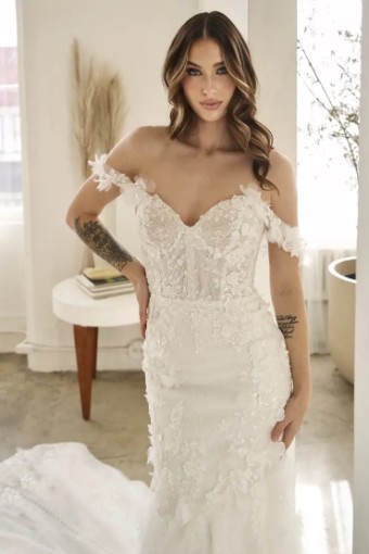 Martina Liana Como 1612 #0 default (IVIV-PL) Ivory Lace & Tulle over Ivory Gown w Porcelain Tulle Illusion thumbnail