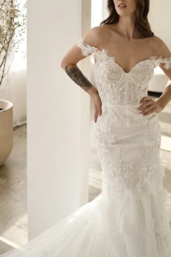 Martina Liana Como 1612 #1 default (IVIV-PL) Ivory Lace & Tulle over Ivory Gown w Porcelain Tulle Illusion thumbnail