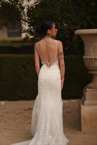 Martina Liana Milan Dress Only 1651 #8 default (IVIV-PL) Ivory Lace & Tulle over Ivory Gown w Porcelain Tulle Illusion thumbnail