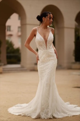 Martina Liana Milan Dress Only 1651 #0 default (IVIV-PL) Ivory Lace & Tulle over Ivory Gown w Porcelain Tulle Illusion thumbnail