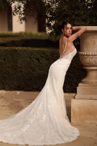 Martina Liana Milan Dress Only 1651 #2 (IVIV-PL) Ivory Lace & Tulle over Ivory Gown w Porcelain Tulle Illusion thumbnail