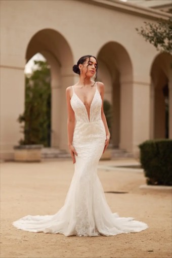 Martina Liana Milan Dress Only 1651 #1 (IVIV-PL) Ivory Lace & Tulle over Ivory Gown w Porcelain Tulle Illusion thumbnail