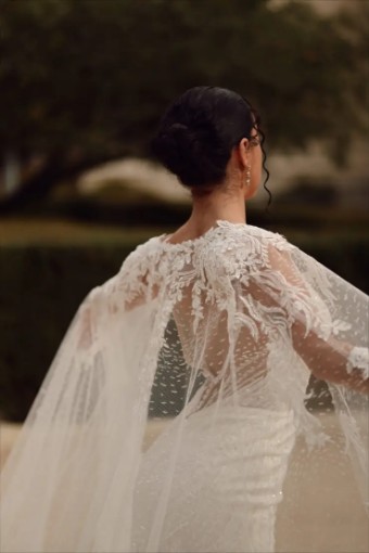 Martina Liana Milan Dress Only 1651 #7 (IVIV-PL) Ivory Lace & Tulle over Ivory Gown w Porcelain Tulle Illusion thumbnail