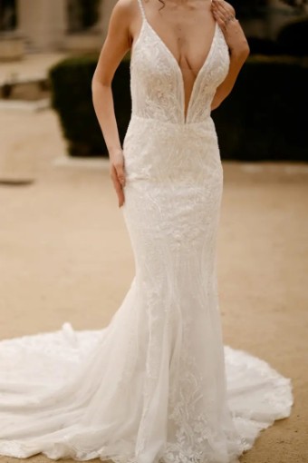 Martina Liana Milan Dress Only 1651 #3 (IVIV-PL) Ivory Lace & Tulle over Ivory Gown w Porcelain Tulle Illusion thumbnail