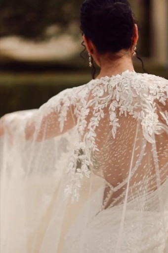 Martina Liana Milan Dress Only 1651 #5 (IVIV-PL) Ivory Lace & Tulle over Ivory Gown w Porcelain Tulle Illusion thumbnail