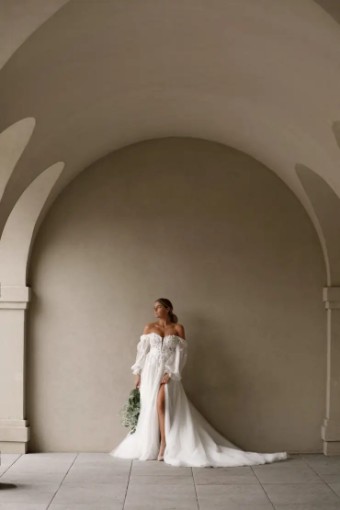 Martina Liana Seville Dress Only 1593 #2 (IVIV-PL) IVR LACE TULLE & ROYAL ORG OV IVR GOWN W PLN TULLE ILLUSION thumbnail