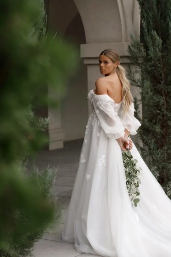 Martina Liana Seville Dress Only 1593 #4 (IVIV-PL) IVR LACE TULLE & ROYAL ORG OV IVR GOWN W PLN TULLE ILLUSION thumbnail