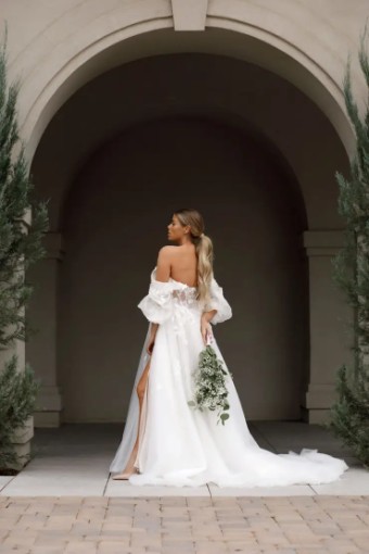 Martina Liana Seville Dress Only 1593 #6 (IVIV-PL) IVR LACE TULLE & ROYAL ORG OV IVR GOWN W PLN TULLE ILLUSION thumbnail