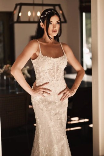 Martina Liana Mykonos 1510 #2 (IV-RUM) Ivory Lace and Tulle over Rum Gown thumbnail