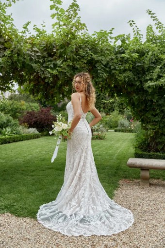 Essense Azalea D3931CR11 #3 (IVBC-PL) IVR EMBROIDERY & TULLE OV BSC GOWN W PORCELAIN TULLE PLUNGE thumbnail