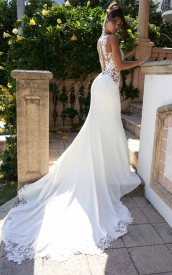 Essense Violet D3544 #1 (IV-PL) Ivory Gown w Porcelain Tulle Illusion thumbnail