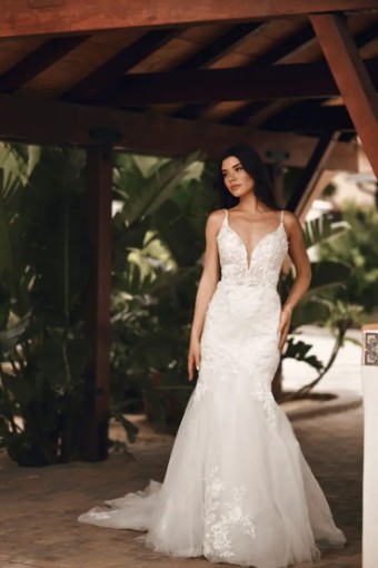 Stella York Sami 7841IV11 #0 default (IVIV-PL) IVR LACE & TULLE OVER IVR GOWN W PORCELAIN TULLE ILLUSION thumbnail