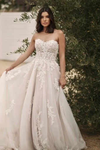 Stella York Summer 7810IV11 #0 default (IV-BC) Ivory Lace Tulle and Regency Organza over Biscotti Gown thumbnail