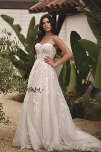 Stella York Summer 7810IV11 #2 (IV-BC) Ivory Lace Tulle and Regency Organza over Biscotti Gown thumbnail
