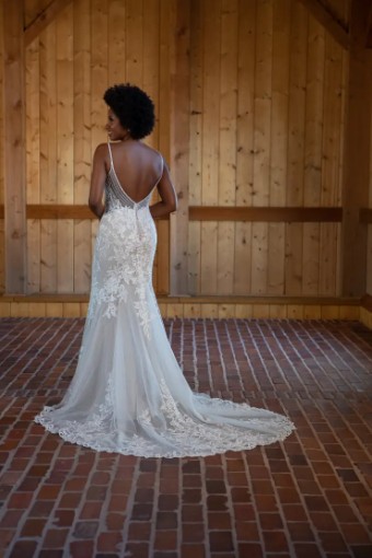 Essense Pansy D3477IZ #3 (IVIV-PL) Ivory Lace & Tulle over Ivory Gown w Porcelain Tulle Plunge thumbnail