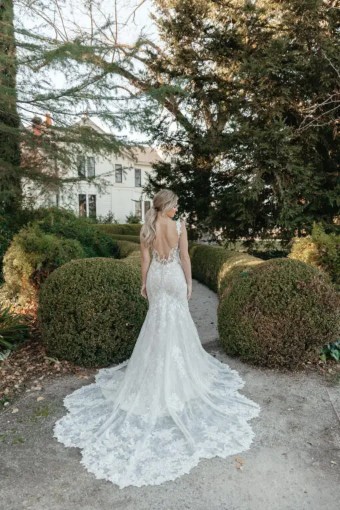 Stella York Sammy 7941CQ11 #3 (IVBC-PL) IVORY LACE OVER BISCOTTI GOWN W PORCELAIN TULLE ILLUSION thumbnail