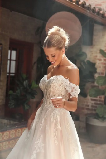 Essense Dianella D4047 #8 default (IV-BC) Ivory Lace and Tulle over Biscotti Gown thumbnail