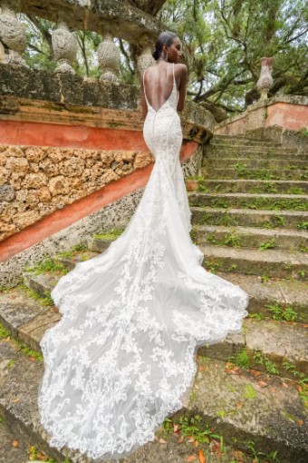 Martina Liana Melbourne 1713 #2 (IVIV-PL) Ivory Lace & Tulle over Ivory Gown w Porcelain Tulle Plunge thumbnail