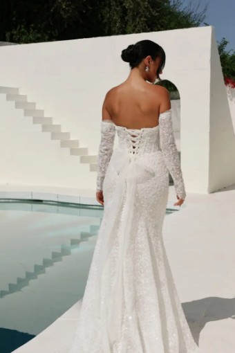 Martina Liana Canberra with Gloves 1860 #8 (IV-RM) IVORY LACE AND TULLE OVER RUM GOWN thumbnail